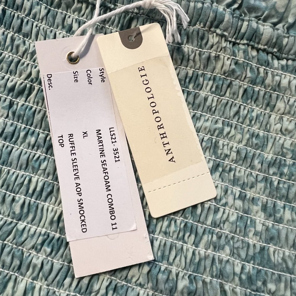Anthropologie Love the Label smocked‎ ruffle square neck top  NWT - Picture 9 of 9